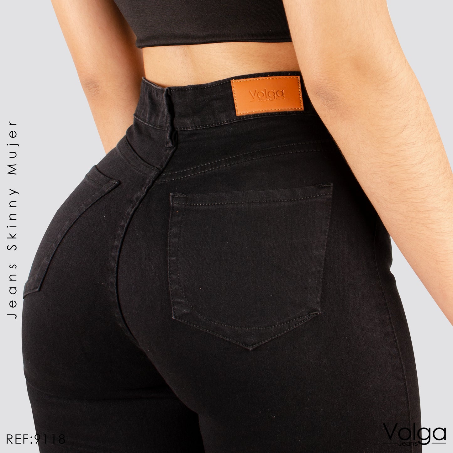 JEANS MUJER SKINNY NEGRO TIRO ALTO 9118