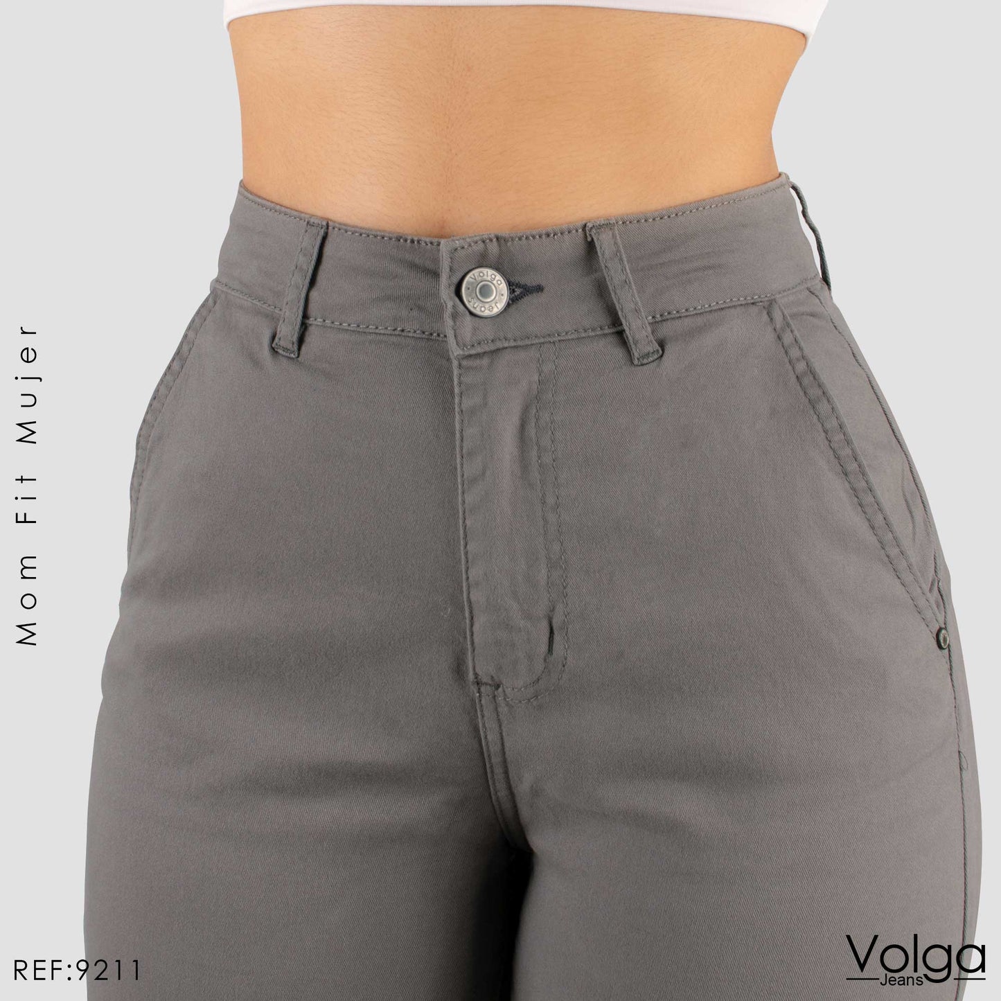 PANTALON DRILL MUJER MOM FIT TIRO ALTO 9211