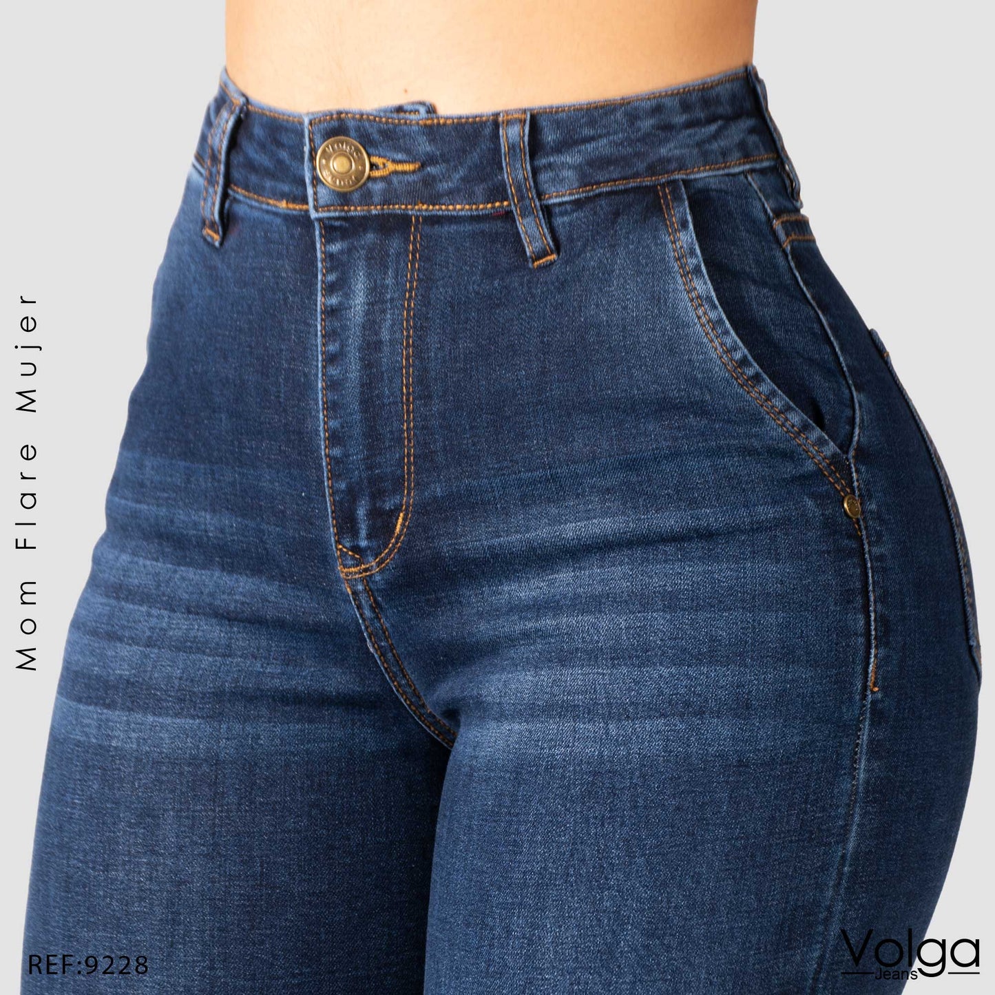 JEANS MUJER MOM FLARE TIRO ALTO 9228 OSCURO