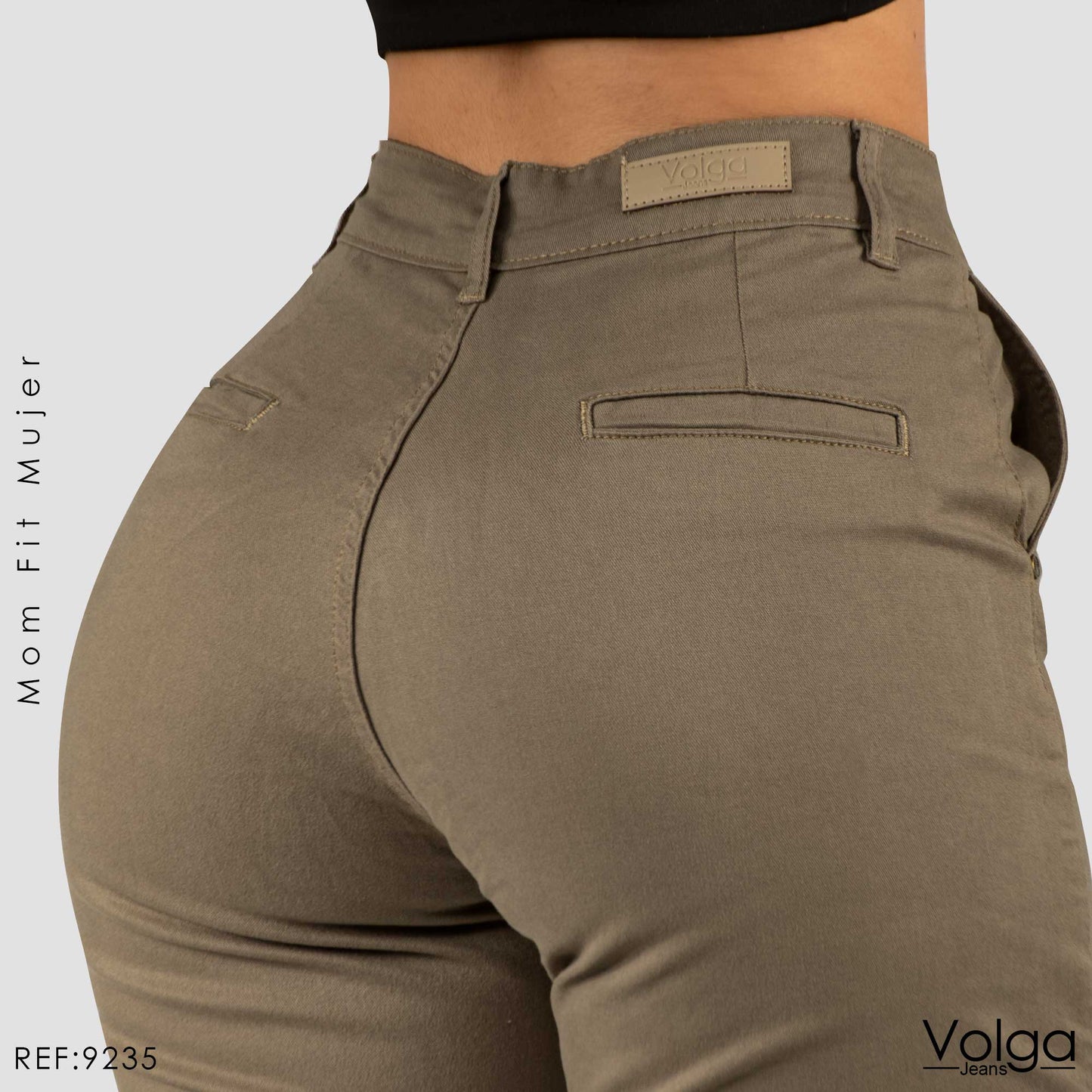 PANTALON DRILL MUJER MOM FIT TIRO ALTO 9235