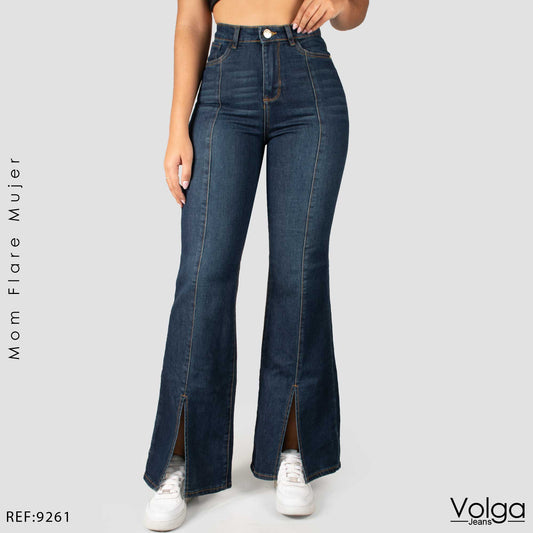 JEANS MUJER MOM FLARE TIRO ALTO 9261