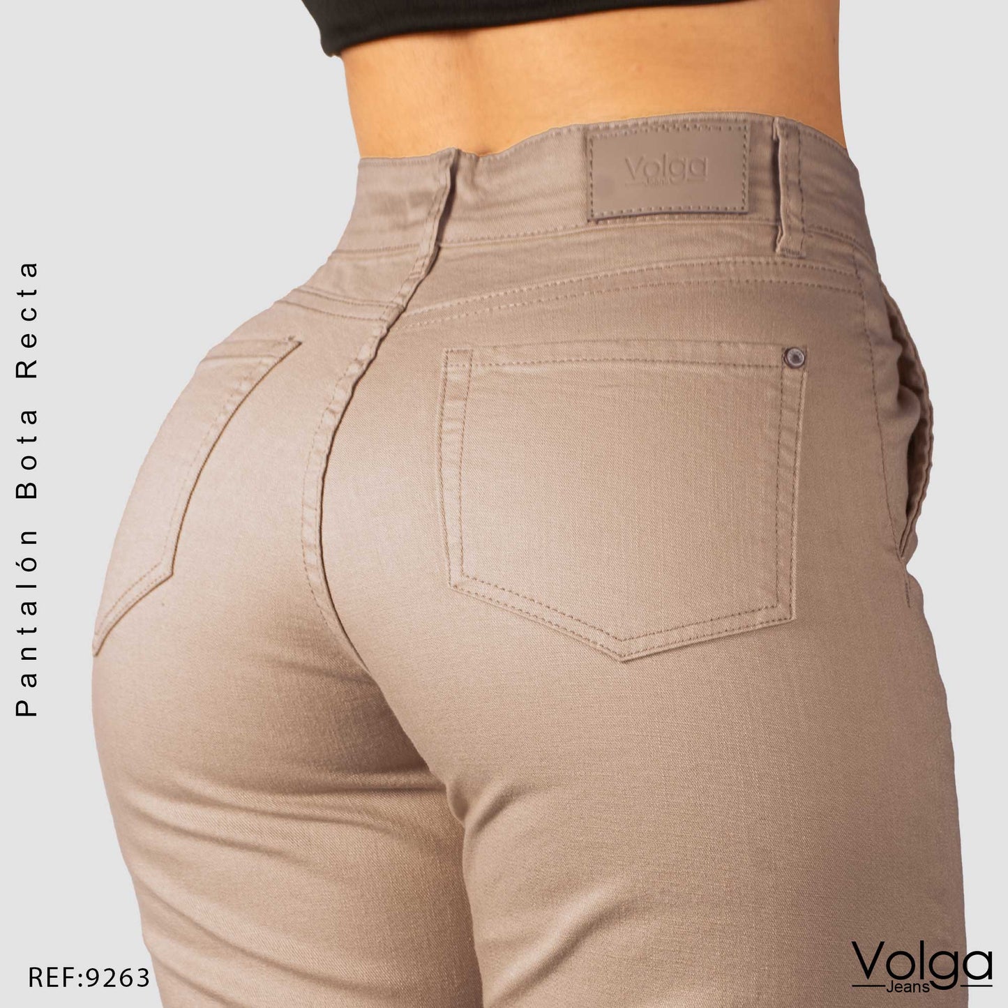 PANTALON DRILL MUJER BOTA RECTA TIRO ALTO 9263