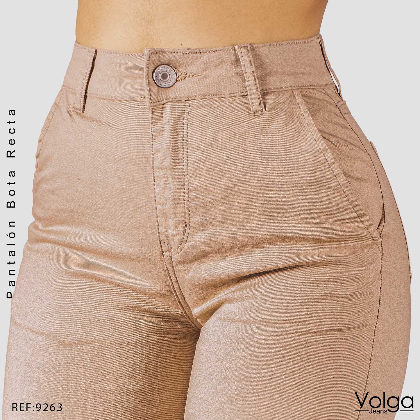 PANTALON DRILL MUJER BOTA RECTA TIRO ALTO 9263