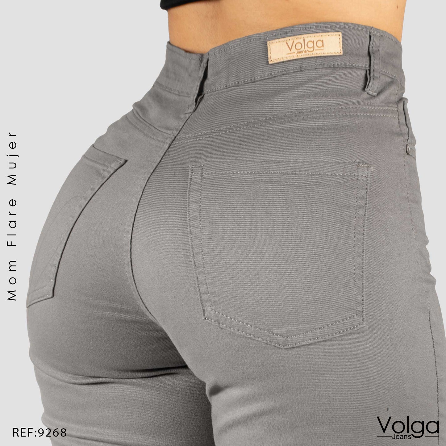 PANTALON DRILL MUJER MOM FLARE TIRO ALTO 9268