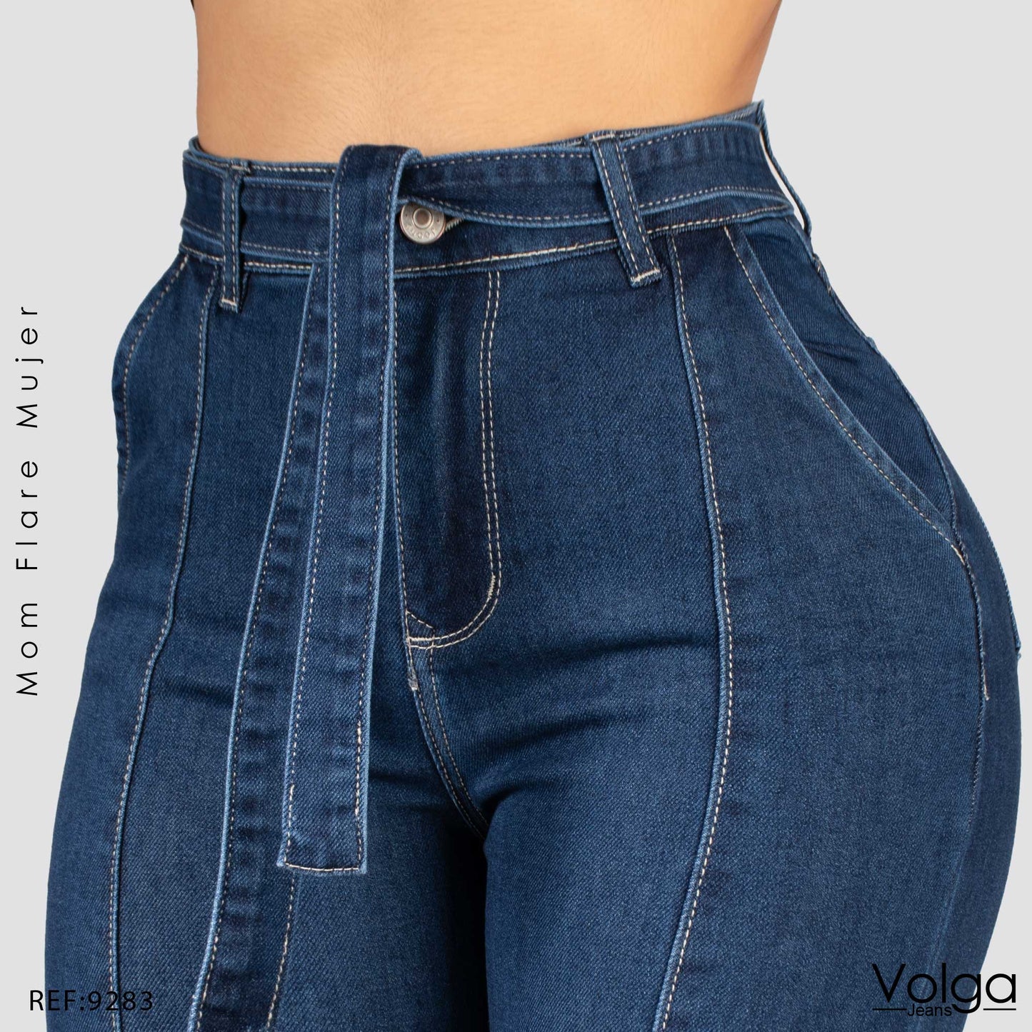 JEANS MUJER MOM FLARE TIRO ALTO 9283