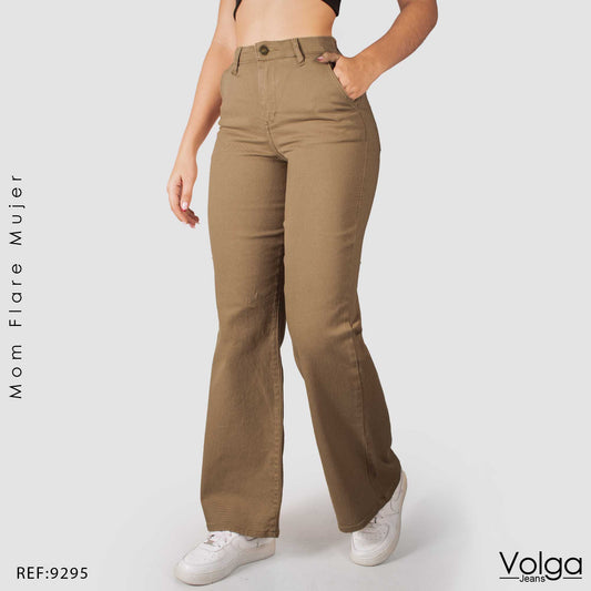 PANTALON MUJER MOM FLARE TIRO ALTO 9295