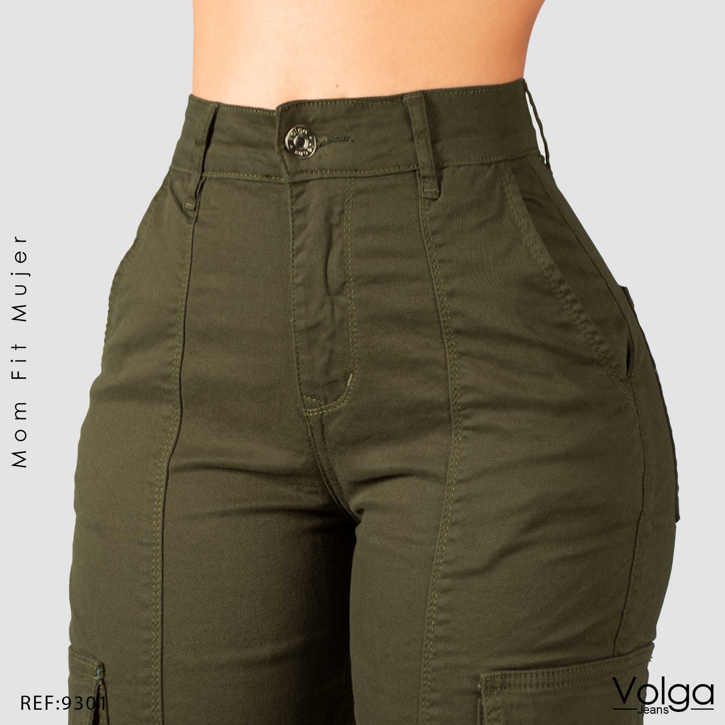 PANTALON DRILL MUJER CARGO TIRO ALTO 9301