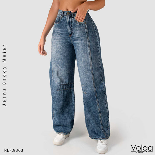 JEANS MUJER RIGIDO BAGGY TIRO ALTO 9303