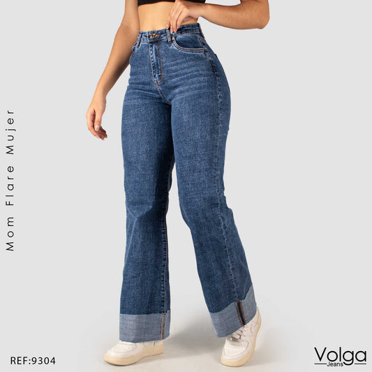 JEANS MUJER MOM FLARE TIRO ALTO 9304