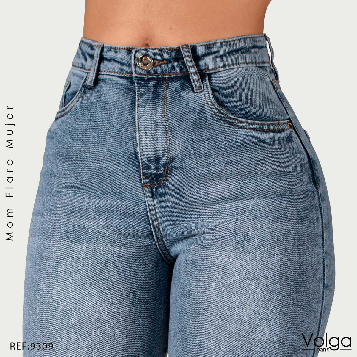 JEANS MUJER MOM FLARE TIRO ALTO 9309