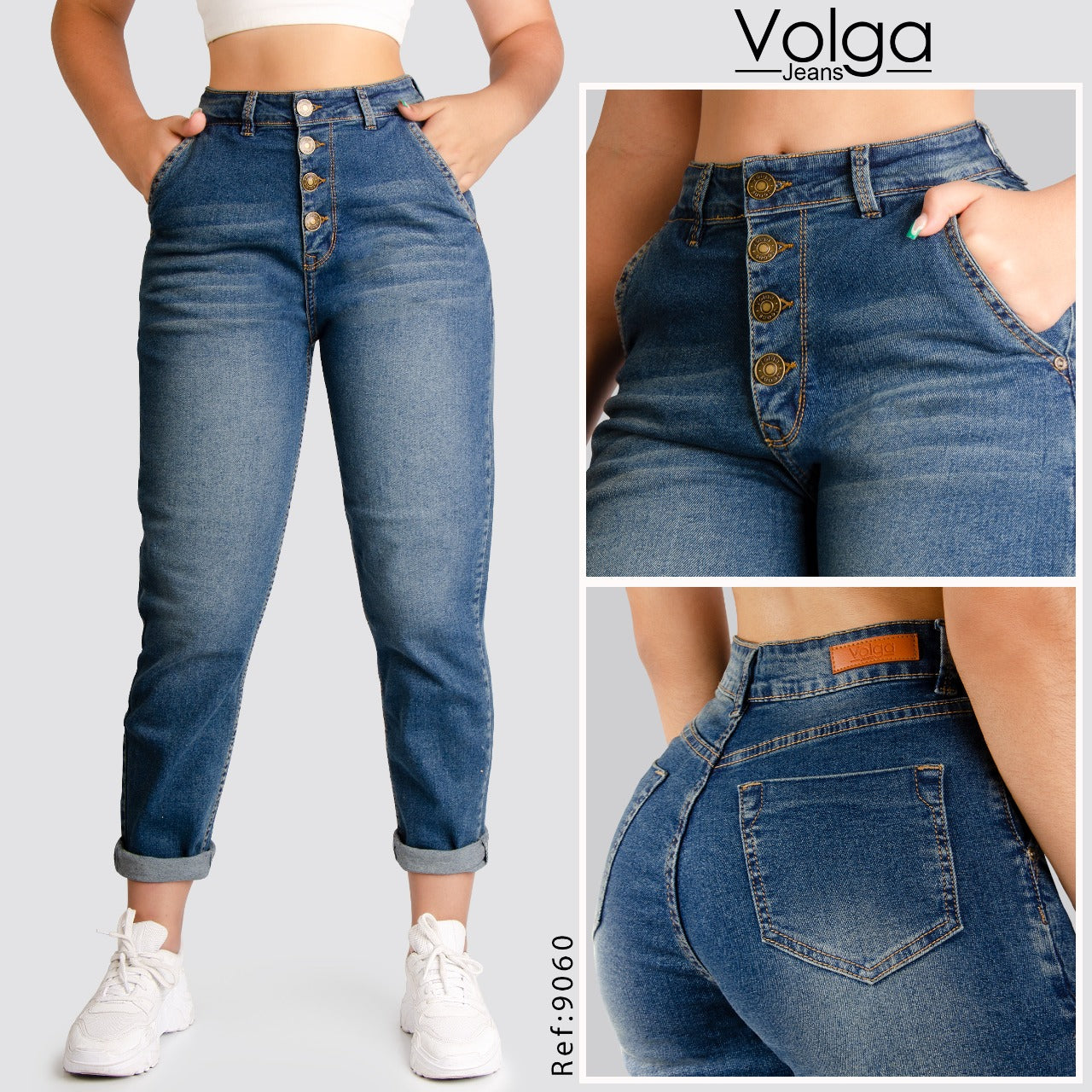 JEANS MUJER MOM TIRO ALTO 9060