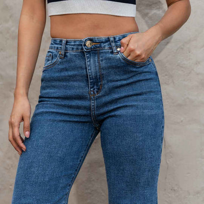 JEANS MUJER MOM FLARE TIRO ALTO 9304