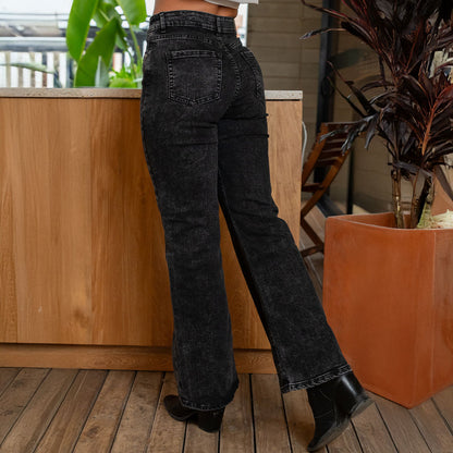 JEANS MUJER MOM FLARE TIRO ALTO 9292
