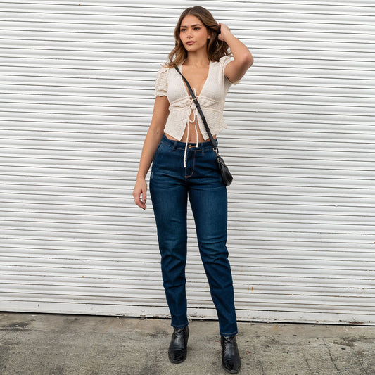 JEANS MUJER MOM FIT TIRO ALTO 9282