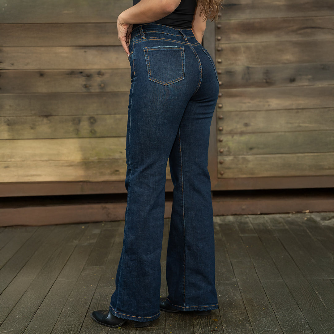 JEANS MUJER MOM FLARE TIRO ALTO 9296