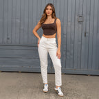 PANTALON DRILL MUJER MOM FIT TIRO ALTO 9290