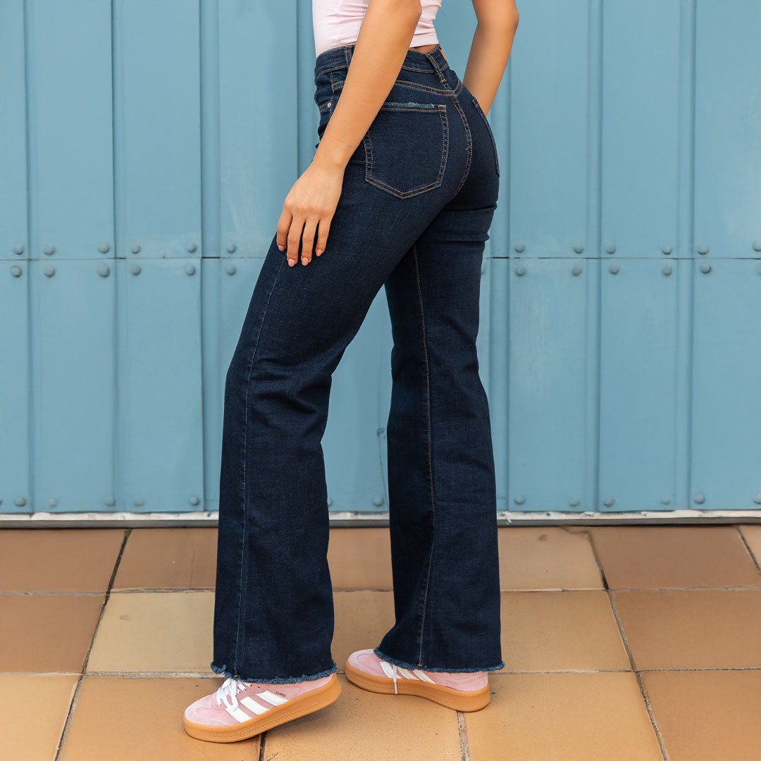 JEANS MUJER MOM FLARE TIRO ALTO 9302