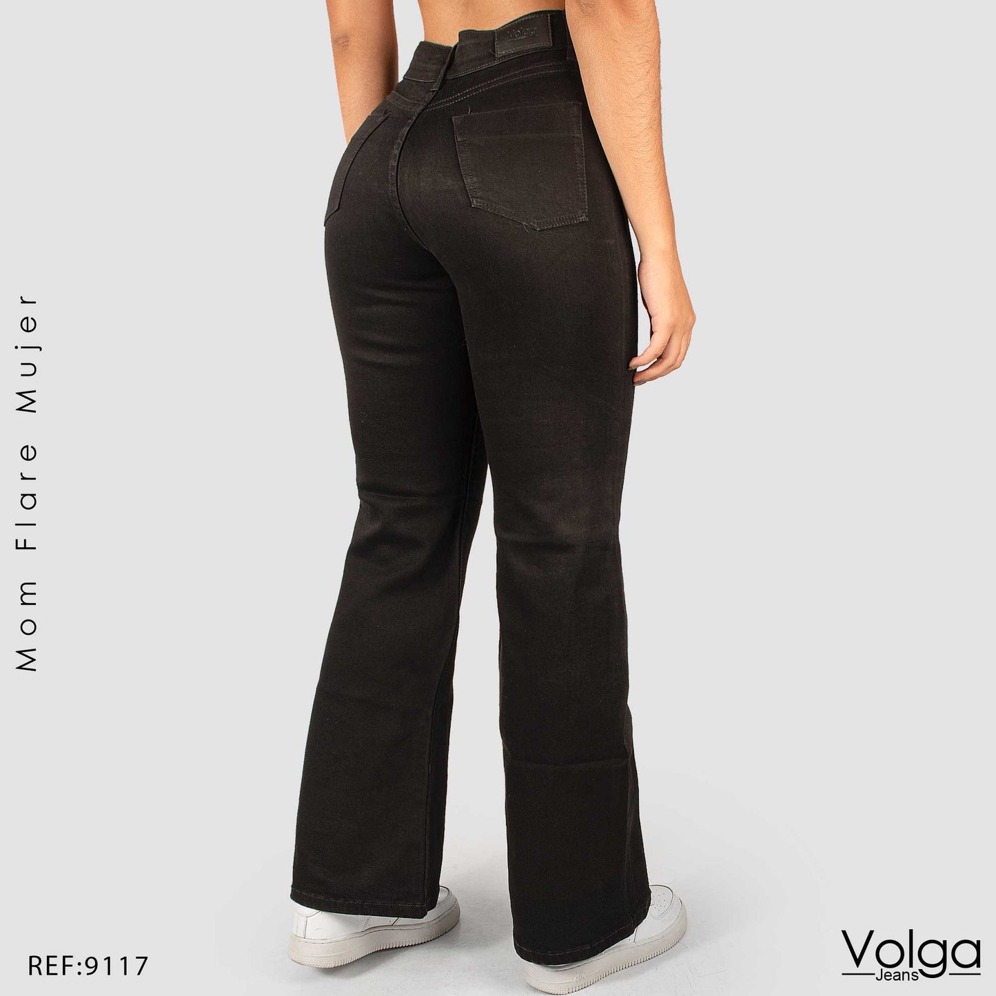 JEANS MUJER BOTA ANCHA NEGRO TIRO ALTO 9117