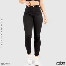 Cargar imagen en el visor de la galería, JEANS MUJER SKINNY NEGRO TIRO ALTO 9118
