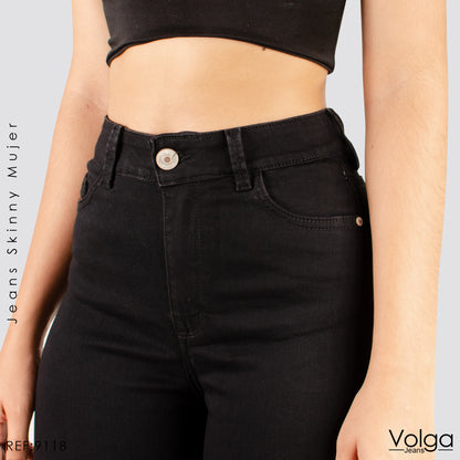 JEANS MUJER SKINNY NEGRO TIRO ALTO 9118