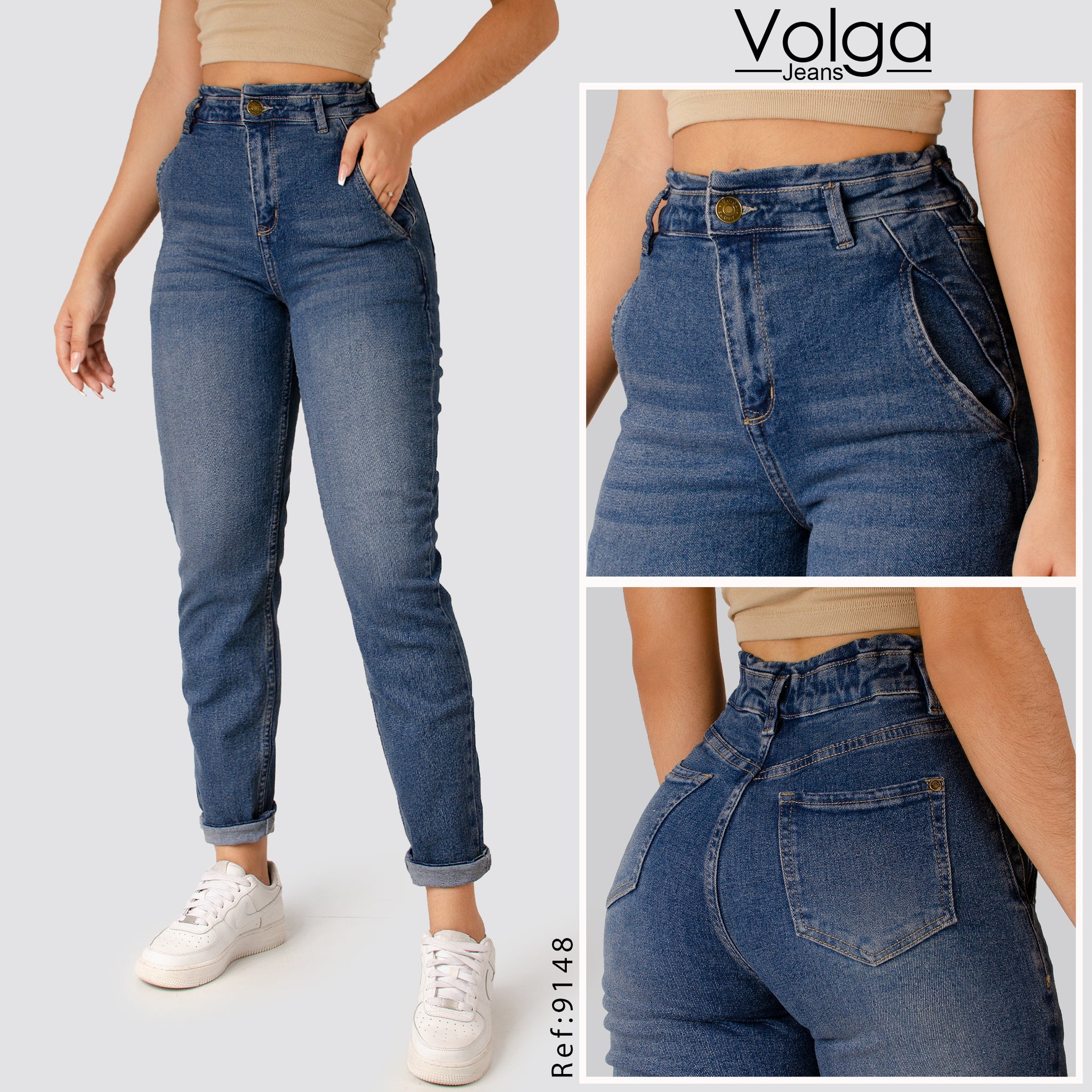 JEANS MUJER MOM TIRO ALTO PRETINA RESORTADA 9148 – VOLGA SHOP