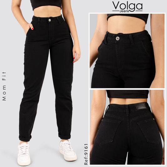 JEANS MUJER MOM FIT NEGRO TIRO ALTO 9161