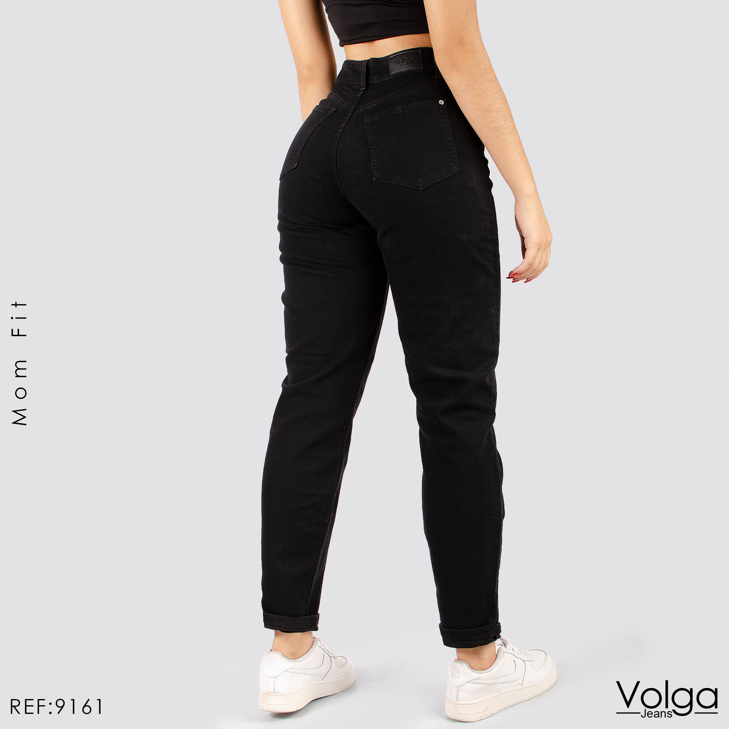 JEANS MUJER MOM FIT NEGRO TIRO ALTO 9161