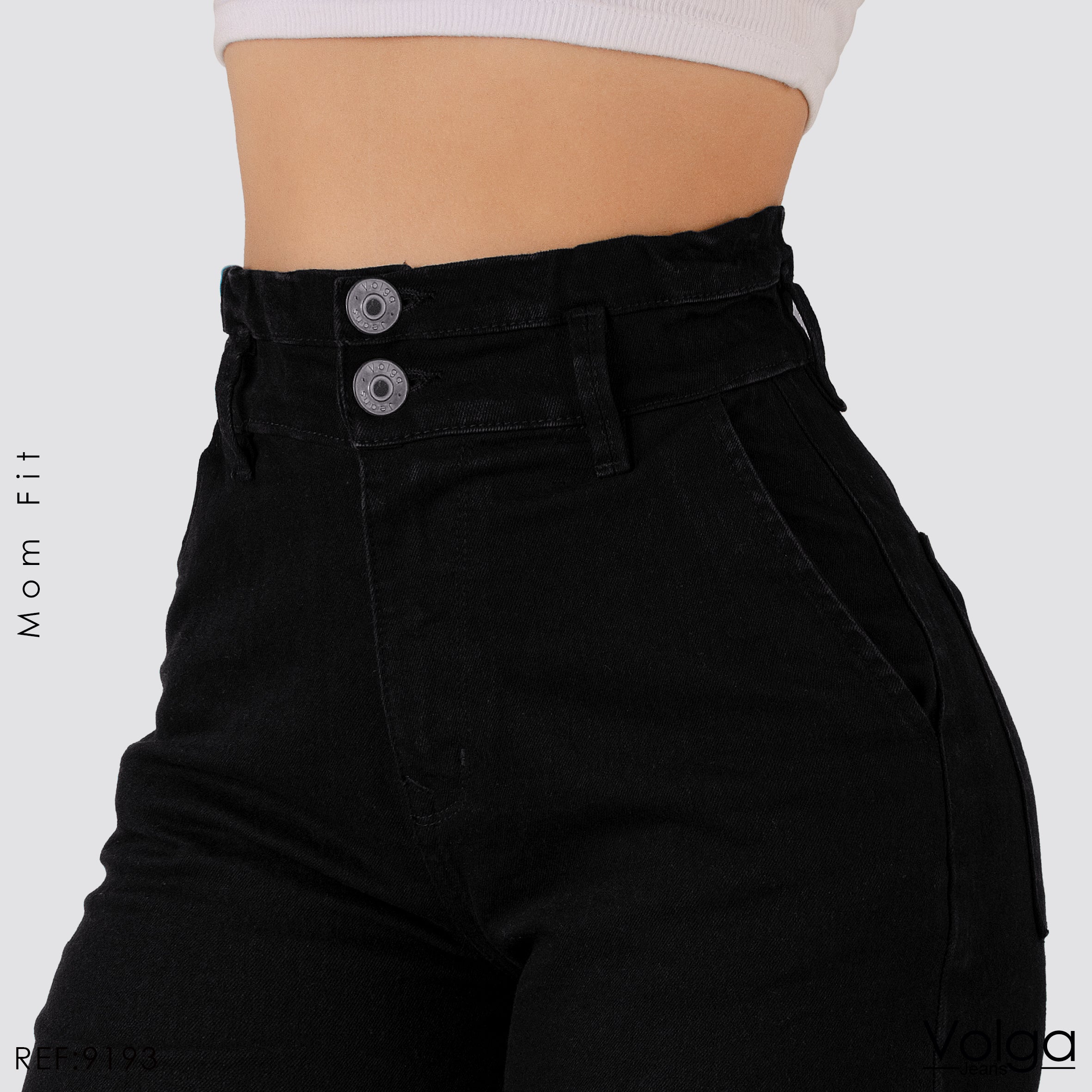 JEANS MUJER MOM TIRO ALTO PRETINA RESORTADA 9193