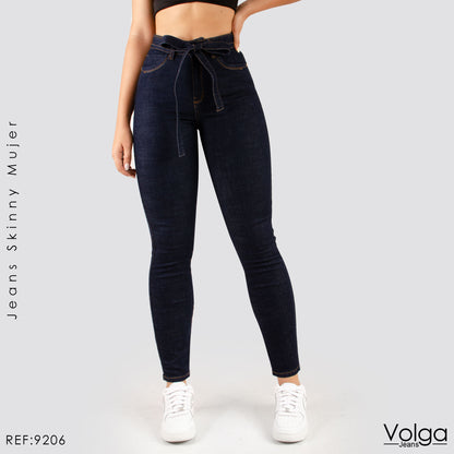JEANS MUJER SKINNY CON CINTURON TIRO ALTO 9206