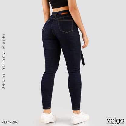 JEANS MUJER SKINNY CON CINTURON TIRO ALTO 9206