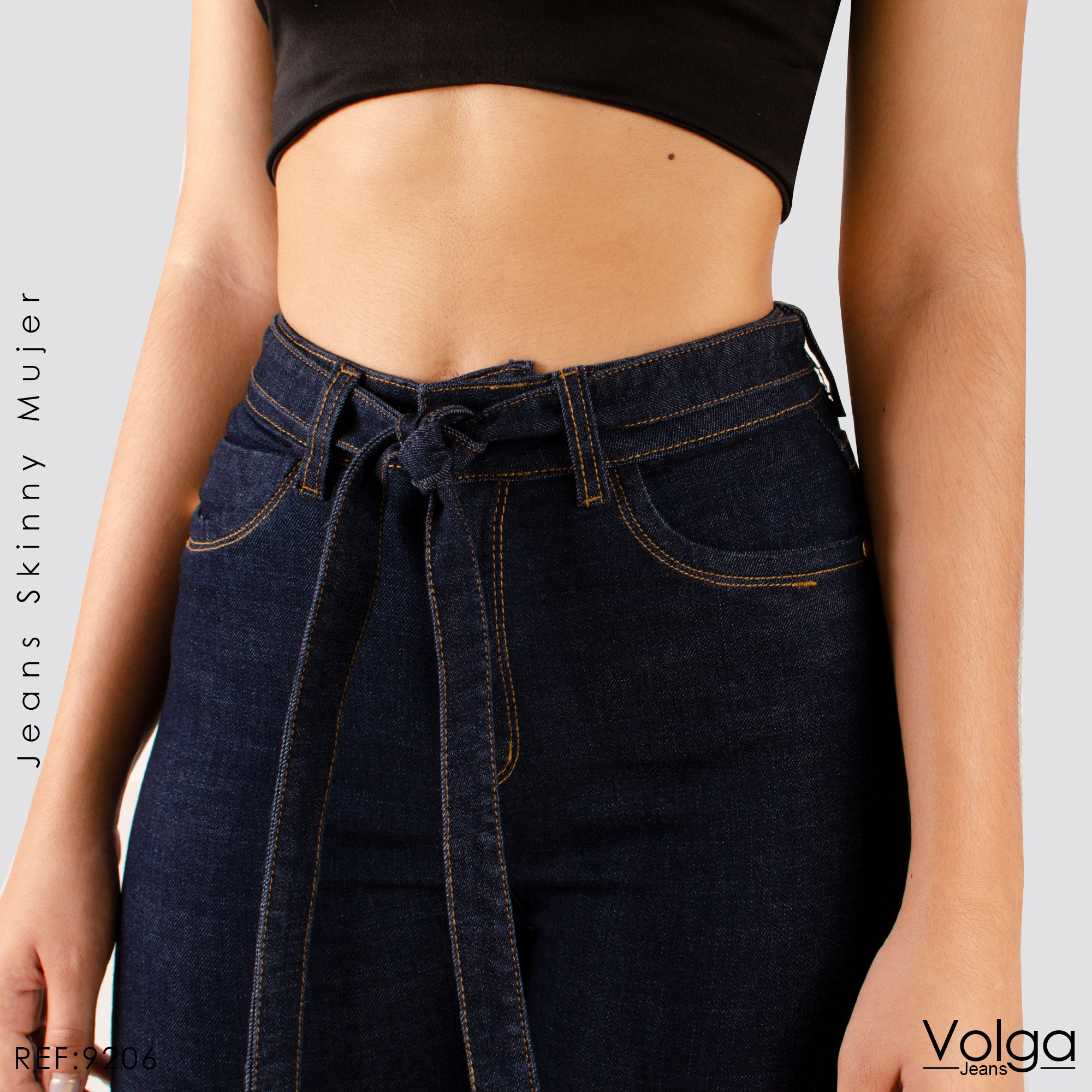 JEANS MUJER SKINNY CON CINTURON TIRO ALTO 9206