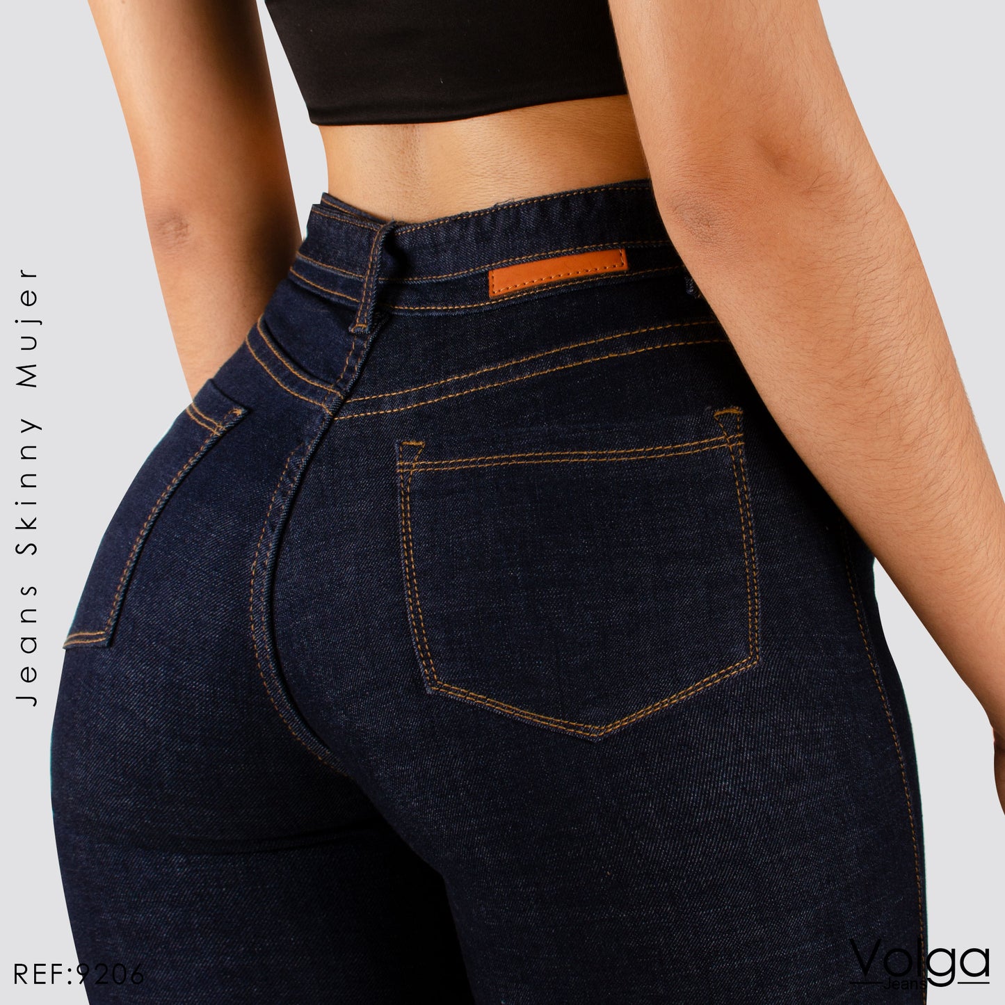 JEANS MUJER SKINNY CON CINTURON TIRO ALTO 9206