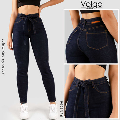 JEANS MUJER SKINNY CON CINTURON TIRO ALTO 9206