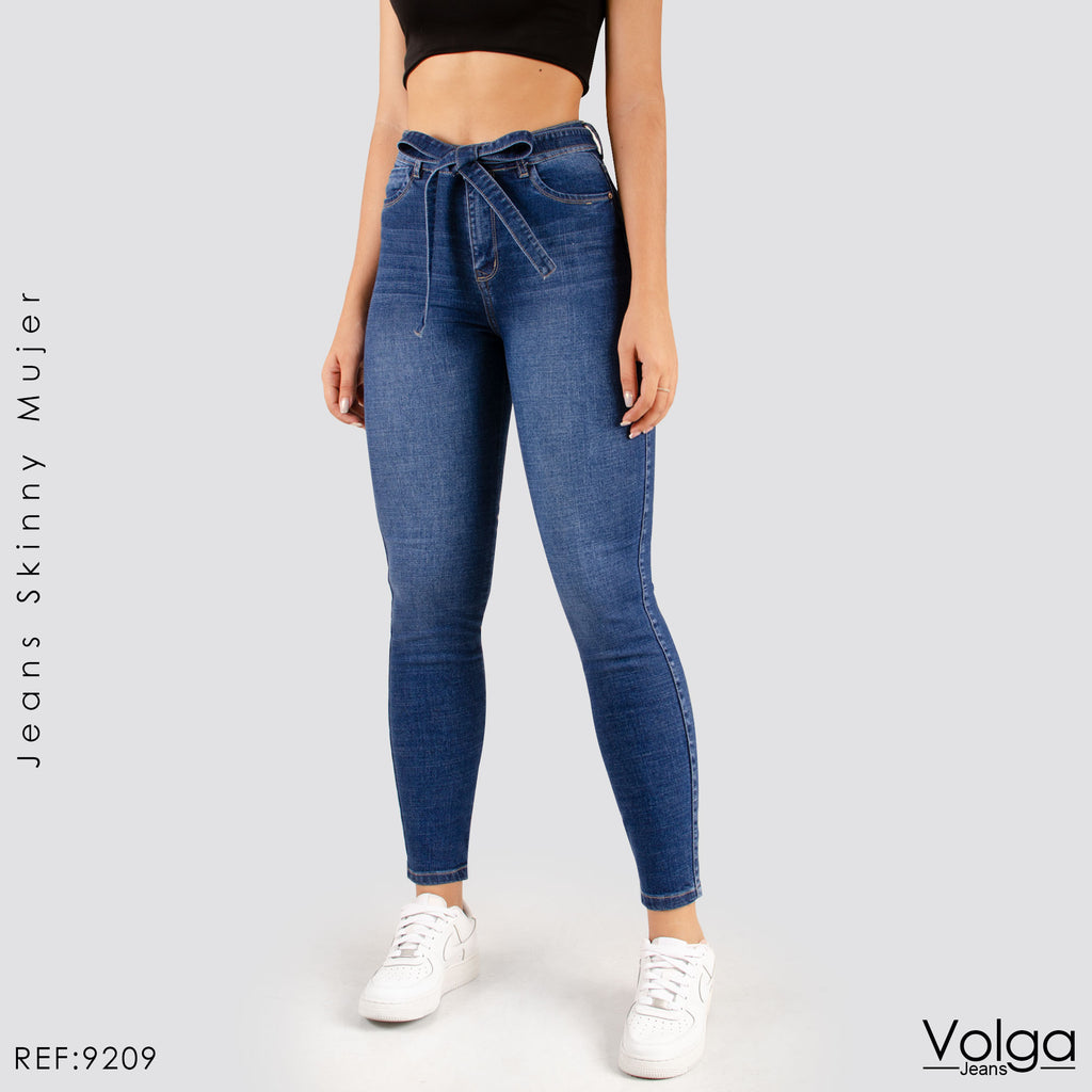 JEANS MUJER SKINNY CON CINTURON TIRO ALTO 9209
