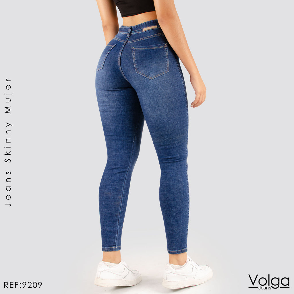 JEANS MUJER SKINNY CON CINTURON TIRO ALTO 9209