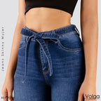 JEANS MUJER SKINNY CON CINTURON TIRO ALTO 9209