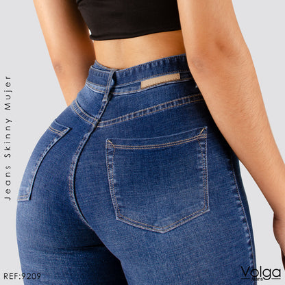 JEANS MUJER SKINNY CON CINTURON TIRO ALTO 9209