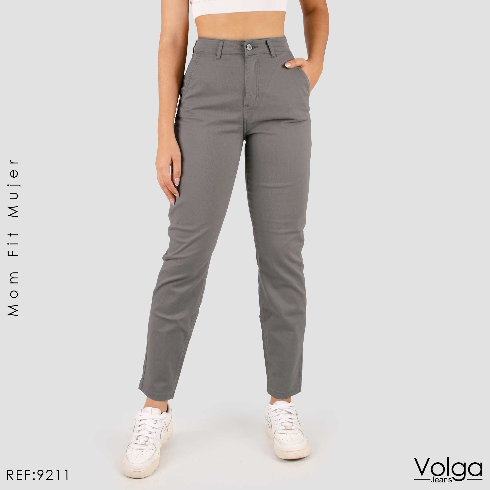 PANTALON DRILL MUJER MOM FIT TIRO ALTO 9211