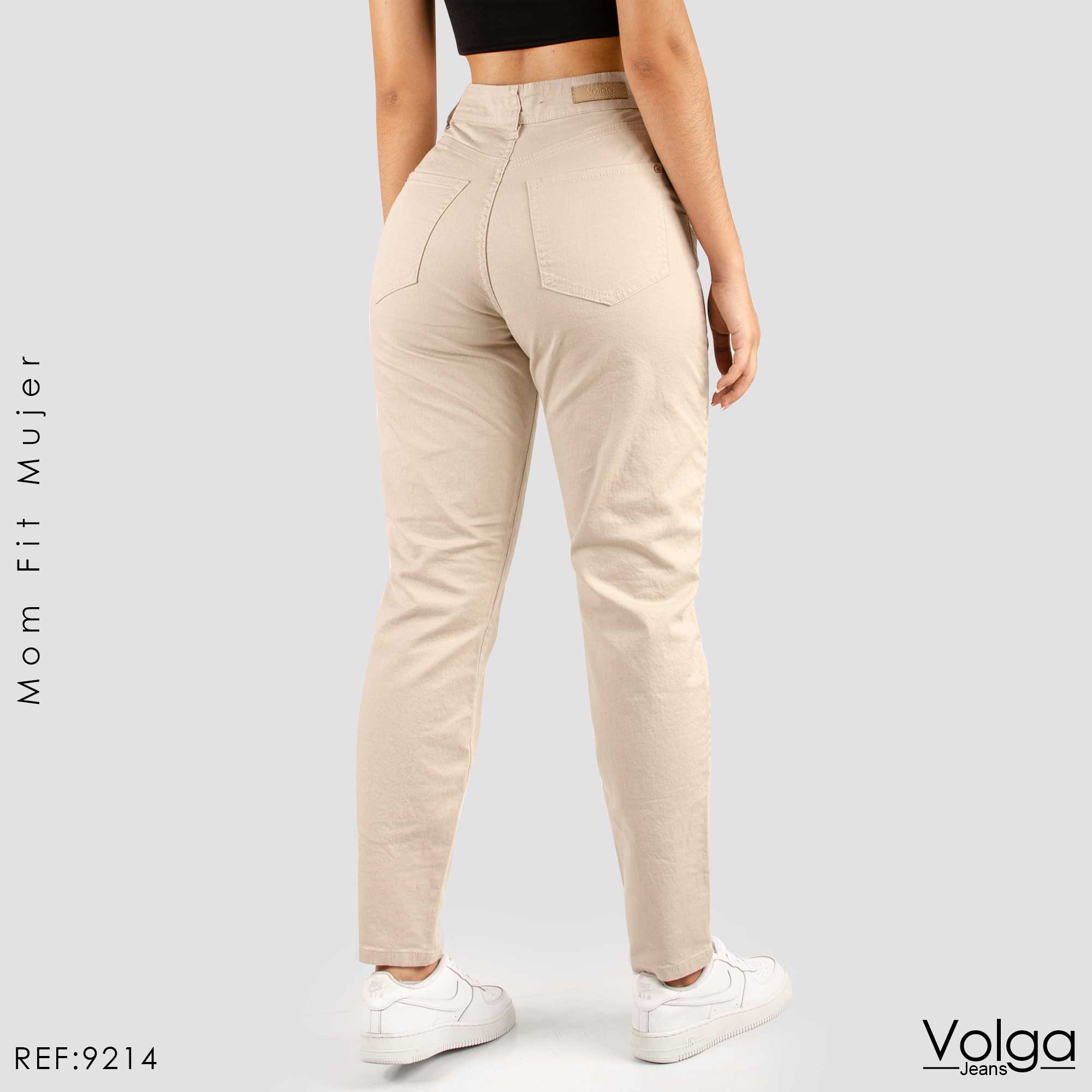 PANTALON DRILL MUJER MOM FIT TIRO ALTO 9214