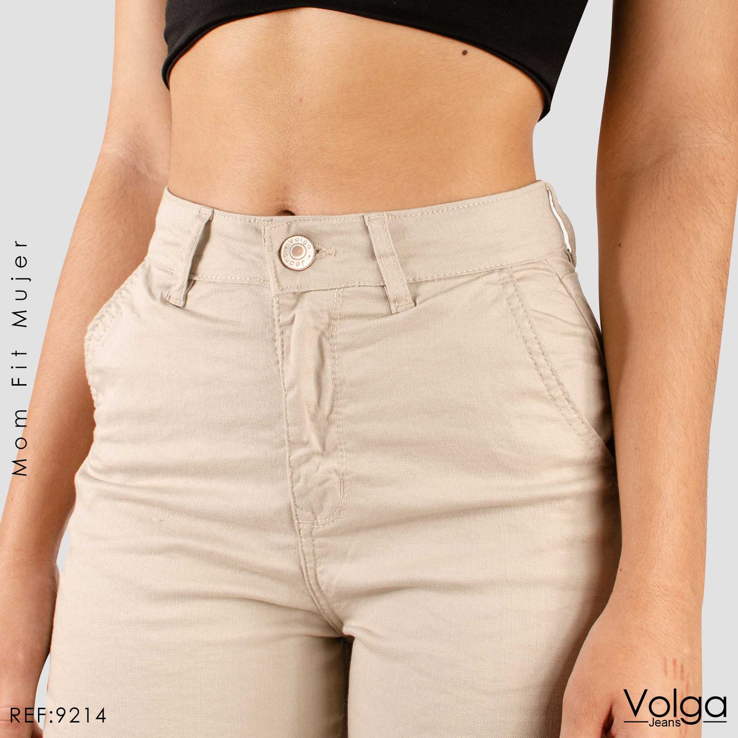 PANTALON DRILL MUJER MOM FIT TIRO ALTO 9214