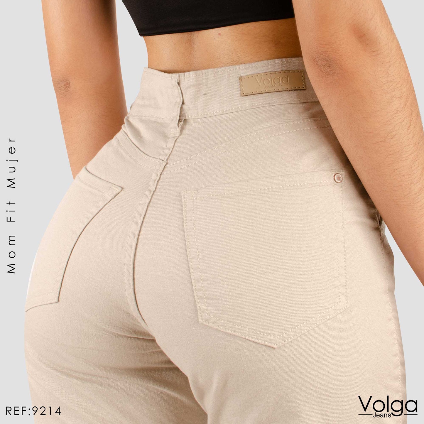 PANTALON DRILL MUJER MOM FIT TIRO ALTO 9214