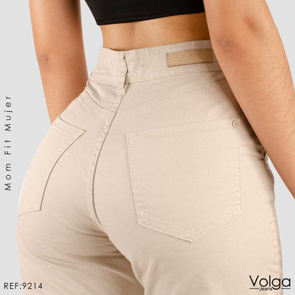 PANTALON DRILL MUJER MOM FIT TIRO ALTO 9214