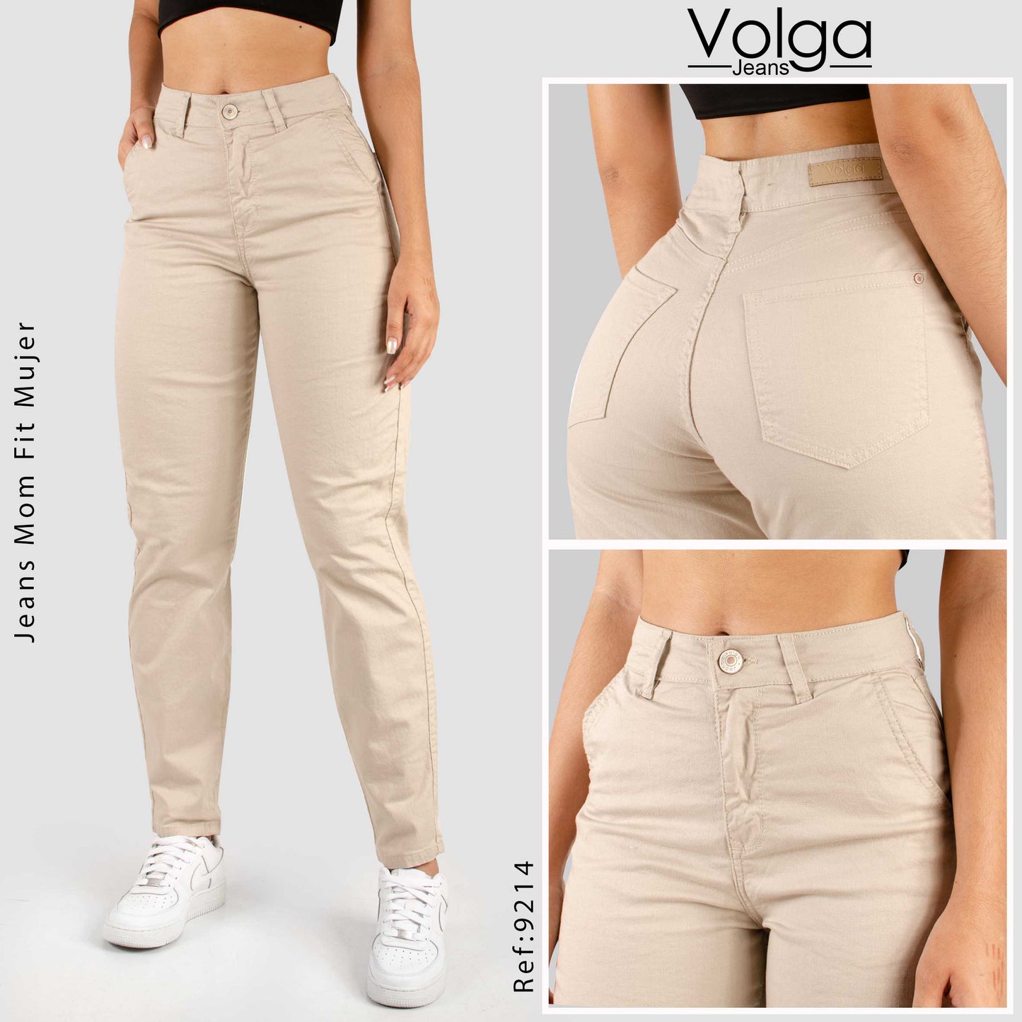 PANTALON DRILL MUJER MOM FIT TIRO ALTO 9214