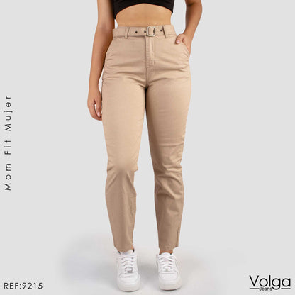 PANTALON DRILL MUJER TIRO ALTO 9215