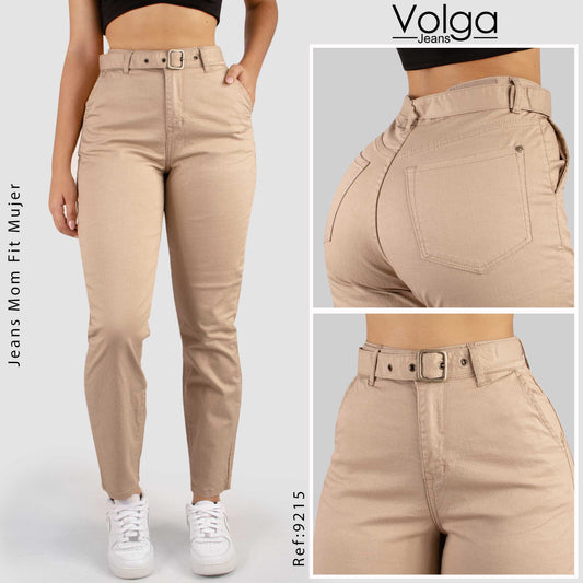 PANTALON DRILL MUJER TIRO ALTO 9215