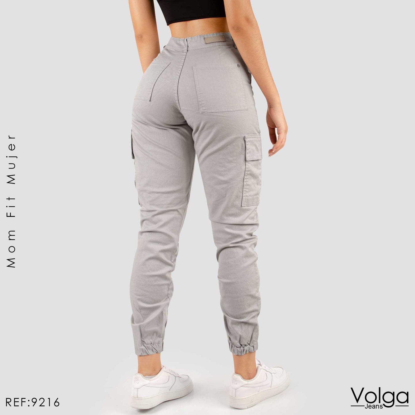 PANTALON DRILL MUJER CARGO TIRO ALTO 9216