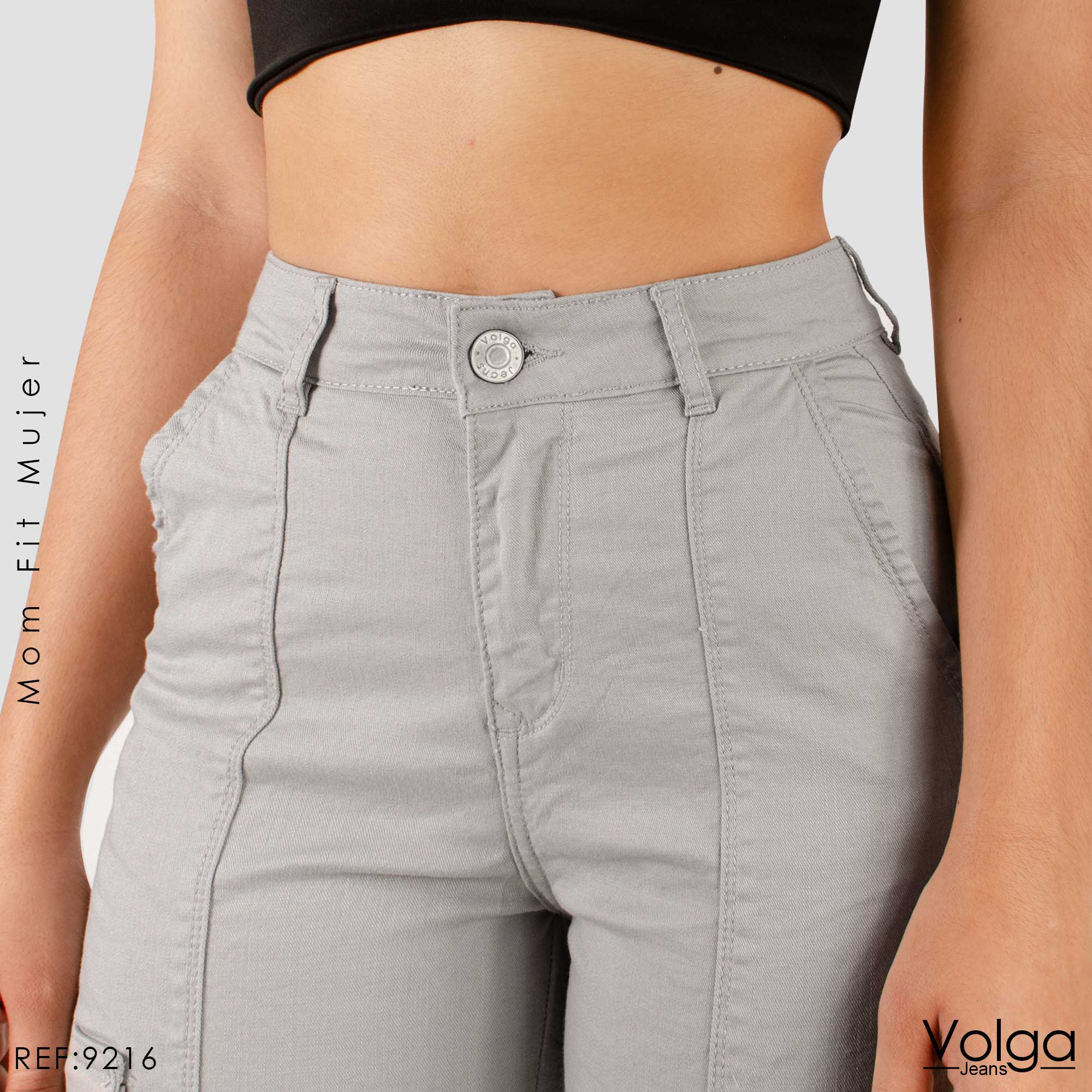 PANTALON DRILL MUJER CARGO TIRO ALTO 9216