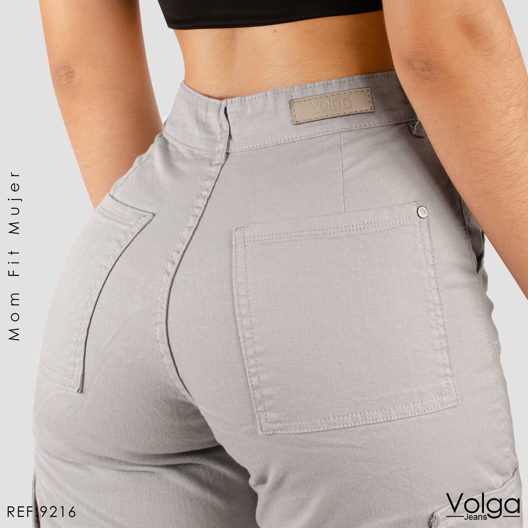 PANTALON DRILL MUJER CARGO TIRO ALTO 9216