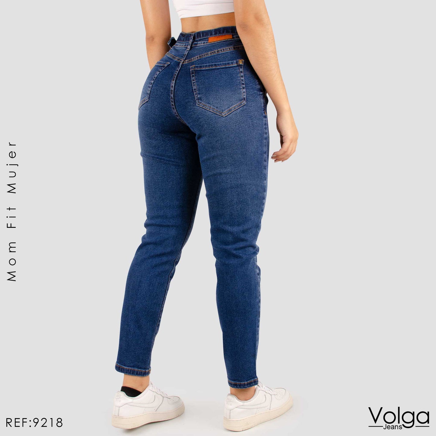 JEANS MUJER MOM FIT TIRO ALTO CON CORREA 9218