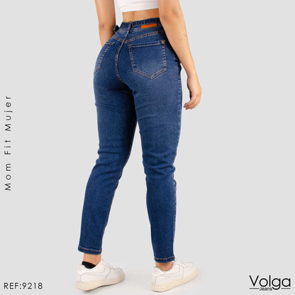 JEANS MUJER MOM FIT TIRO ALTO CON CORREA 9218